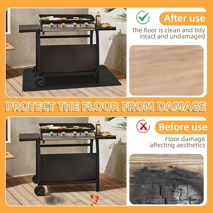 Under Grill Mat for Outdoor Grilling, 80 x 48 inches Double-Sided Fireproof, Waterproof BBQ Protector for Deck and Patio Under Grill Mat for Outdoor BBQ