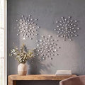ZEXUIRU 3 Set Silver Starburst Wall Art for Home Decor Metal Bling Crystal Rhinestones Sunburst Wall Decor Sparkling Rhinestone Art Accent Silver - 13in