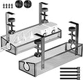 Under Desk Cable Tray - Black, No Drill Cable Organizer with Clamp for Wire Management, PC Cord Organizer & Workspace Accessories (2 Pack)