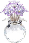Qianwei Purple Forget Me Not Crystal Flowers - Sympathy Glass Flowers Collectible Figurines Decor Paperweight Ornament Home Office Table Desk Decorations