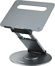 Nulaxy Telescopic 360 Rotating Laptop Stand for Desk Adjustable Height Swivel Pull Out Design Ergonomic Laptop Riser Standing Desk Converter Fits All 10-17" Laptops Computer MacBook, Gray