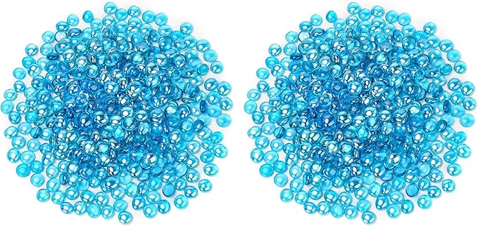Mr. Fireglass Caribbean Blue Fire Glass Beads, 1/2 Inch Reflective Round Fire Glass Drops Rocks for Outdoor Fire Pit, Fireplace and Fire Pit Table, 20 Pounds (Pack of 2)