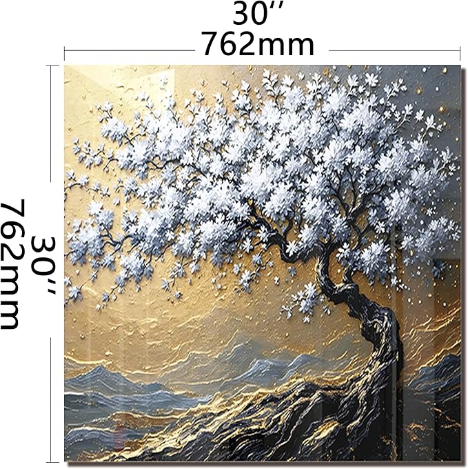 DAIFURONGE Tempered Glass Backsplash for Kitchen, Tree of Life Art Stove Backsplash Protector - Easy to Clean Wall Decor (Art Deco 4, 30"x30"(76.2x76.2cm))