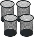 Pen Holder Mesh Pencil Holder Metal Pen Holder Cup Pencil Cup Holder for Desk Office Pen Organizer Black, 4 Pack