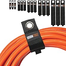 Iron Forge Cable Extension Cord Wrap Organizer, 15 Piece Multi-Pack - 3 Pieces of Small, Medium, Large, XL and XXXL Hook and Loop Wraps Up to 50 lbs
