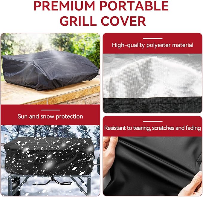 22" Griddle Cover for Blackstone 22 inch Tabletop Griddle with Hood 1813, Waterproof Grill Cover, Portable Camping Outdoor BBQ Flat Top Gas Grill Accessories, Black