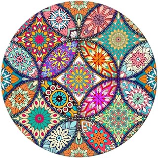 BOSOBO Cute Mouse Pad, Round Mandala Mouse Mat with Design, Non-Slip Rubber Base Mousepad with Stitched Edge, Waterproof Women Small Size 7.9 x 7.9 Inch, Pretty Mandala