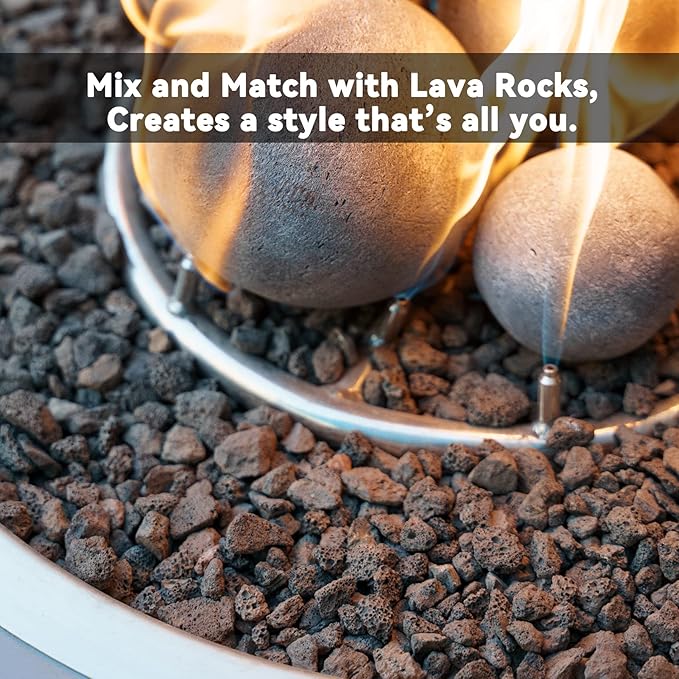 Skyflame Ceramic Fireplace Balls, 3 Inch, Gray, Set of 15 Round Fire Stones Set for Indoor and Outdoor Fire Pits or Fireplaces Accessory
