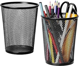 MaxGear Pen Holder for Desk, Premium Mesh Metal Pencil Holder Pen Cup Marker Organizer Makeup Brush Holders, Desk Accessories & Workspace Organizers for Home, School & Office, 5.4’’, 2 Pack