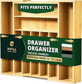 ROYAL CRAFT WOOD Luxury Bamboo Kitchen Drawer Organizer - Silverware Organizer, Utensil Holder & Cutlery Tray Drawer Dividers for Flatware (9 Slot, Natural)