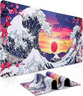 XXL Large Gaming Mouse Pad - Japanese Sea Waves Mouse Pad 35.4" x 15.7" Extended Desk Mat with Stitched Edges, Non-Slip Base Water Resist Keyboard Pad, Big Mouse Pad for Gamer, Office, Home