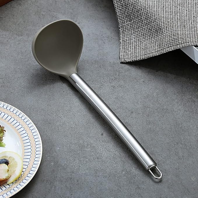 Berglander Ladle, Non-stick Silicone Kitchen Ladle, Soup Ladle, Cooking Ladle Soup Spoon For Cooking, Dishwasher Safe, Easy to Clean
