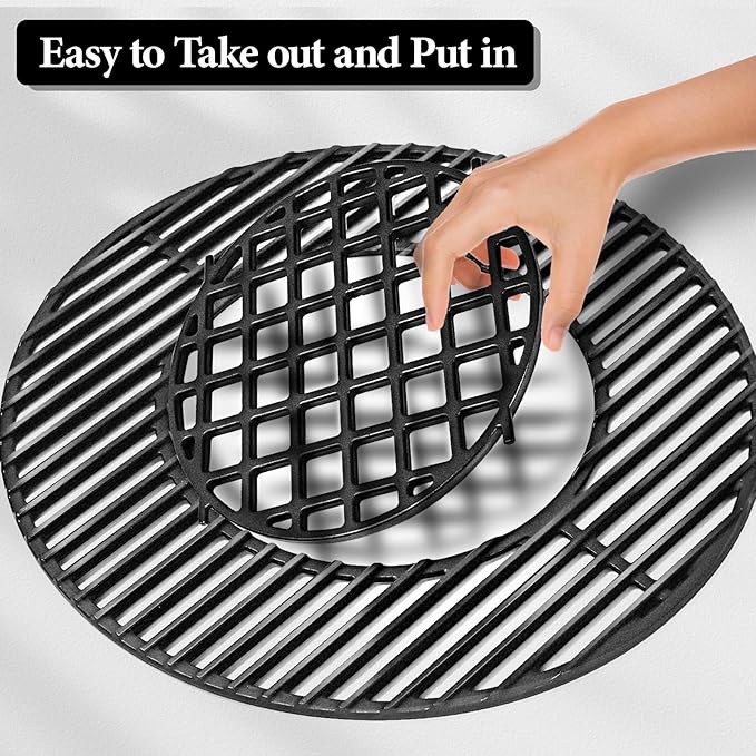 Uniflasy Cast Iron Cooking Grate for Weber 22 inch Kettle Grills, Gourmet BBQ System, One-Touch, Bar-B-Kettle, Master-Touch, Performer, for Weber 22.5 inch Original Kettle Premium Charcoal Grill, 8835