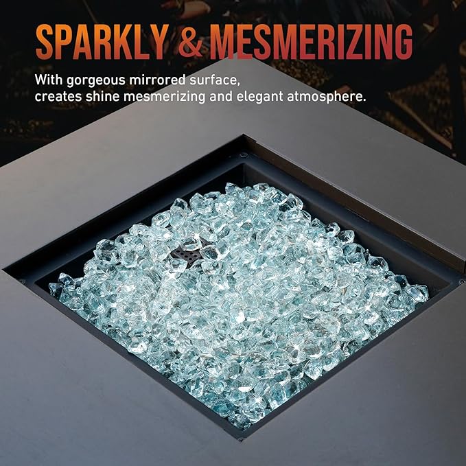 Skyflame 10-Pound Polygon Fire Glass for Fire Pit Fireplace Landscaping,1/2-inch, Crystal