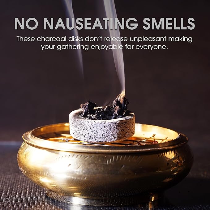 Sunlight® Charcoal Tablets for Incense– Quick Light Charcoal Tablets – Charcoal Disk Lights – 33 mm Resin Burner Rolls – – Charcoal Burner - Instant Fire Coal Tablet (100 Count (Pack of 4))