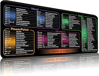 Excel Shortcut Keys Mouse Pad, Extended Large Desk Mat (31.5x11.8 Inch) with Non-Slip Base & Washable Surface for Gaming, Computer, Office Desk