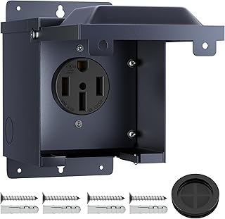 Joinfworld 50 Amp RV Power Outlet Box, 125/250V NEMA 14-50R RV Receptacle UL Listed, Weatherproof Lockable Electrical Power Outlet Panel for RV Camper Trailer Motorhome