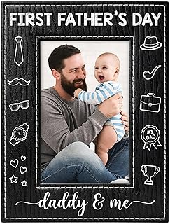 FaCraft First Fathers Day Picture Frame from Daughter Son Baby Wife - Daddy & Me First Time Dad 1st Fathers Day Gift for New Dad Daddy to Be Expecting Father New Born Baby Nursery Decor Photo Frame