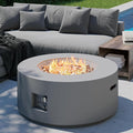 32.5 inch Round Propane Fire Pit, 50000 BTU Gas Fire Pit Table with Steel Lid, Waterproof Cover, 10ft Gas Hose & Gas Tank Base, Lava Rocks, Grey