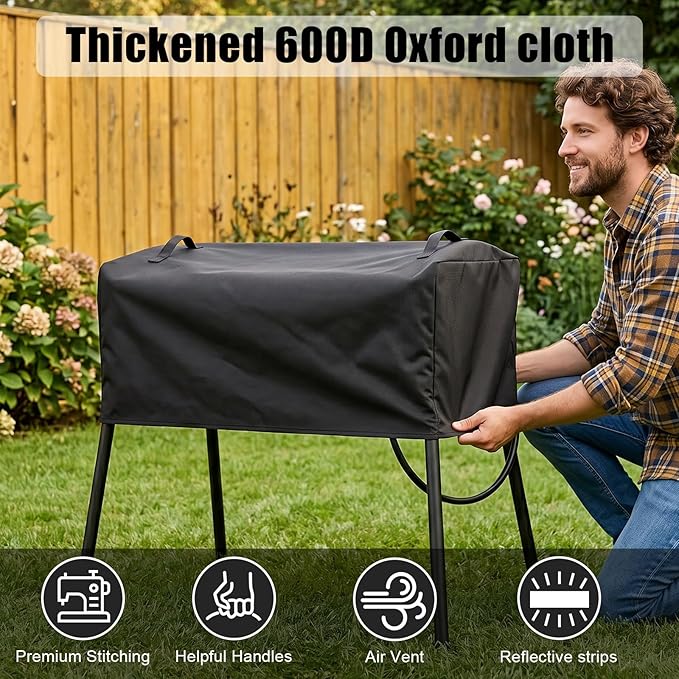 QuliMetal Patio Cover for Camp Chef 3 Burner Stove Including Model SPG90b PRO90 Tundra TB90LWG SPG90B TB90LW TB90LWG15, Grill Cover for Camp Chef pro 90X, Heavy Duty, 600D