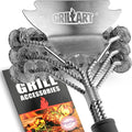 Grill Brush and Scraper Bristle Free – Safe BBQ Brush for Grill – 18'' Stainless Grill Grate Cleaner - Safe Grill Accessories for Porcelain/Weber Gas/Charcoal Grill – Gifts for Grill Wizard