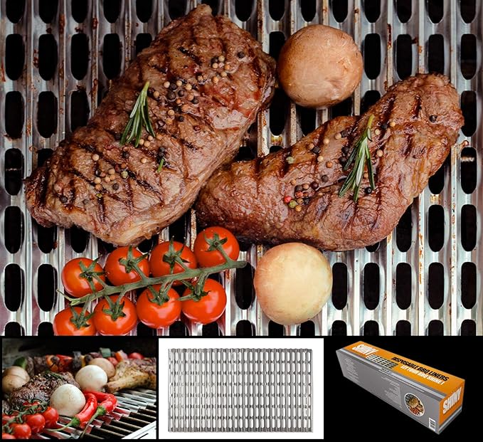 Food Grade Aluminum Disposable Grill Grate Liners, Pack of 12 Grill Toppers/Liners (12 x 20 Inch)