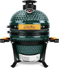 Upgraded 13 inch Ceramic Kamado Grill with Waterproof Air Vent Cap | Portable Tabletop Charcoal BBQ Grill Smoker for Outdoor Cooking, Patio, Camping | Green