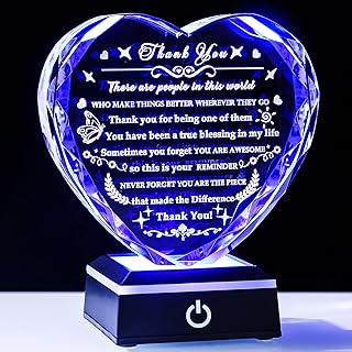 YWHL Thank You Gifts for Women Men with Colorful LED Base Appreciation Gifts for Employee Coworkers Mentor Teacher Boss Inspirational Birthday Farewell Goodbye Retirement Plaque Desk Decor