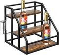 Coffee Syrup Rack Organizer, Spice Racks, Syrup Bottle Holder Stand for Coffee Bar, 3-Tier 12 Bottles Storage Shelves for Syrup, Wine, Dressing for Kitchen Countertop, Rustic Brown & Black