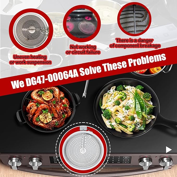 UPGRADE DG47-00064A DG47-00056A Compatible With Samsung Stove Range Electric Range 9/12 Inch Dual Radiant Heater Element Replacement EAP11729066 AP5986691 PS11729066 Surface Element