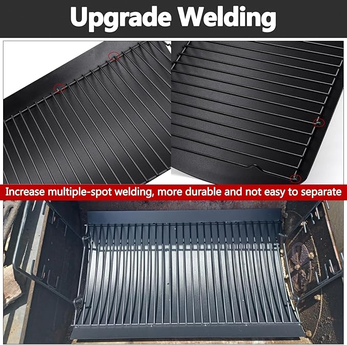 Criditpid 20 Inch Ash Pan Drip Pan Ashpan for Char-Griller 5050, 5072, 5650, 2123, 2223, 2823 Charcoal Grill, 20" Drip Pan Grates Replacement Part with 2pcs Fire Grate Hanger.