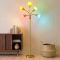 Brightech Medusa Modern LED Floor Lamp – Multi Head Floor Lamp for Living Rooms & Offices – Tall Lamp with Interchangeable Shade, Standing Lamp with 5 LED Bulbs for Hobbies - Brass