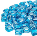 Mr. Fireglass 1 inch Fire Glass Cubes for Fireplace Fire Pit and Landscaping, 10 lb High Luster Caribbean Blue