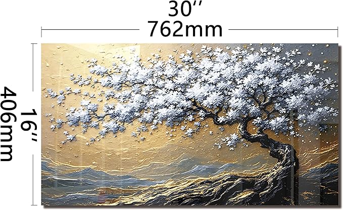 DAIFURONGE Tempered Glass Backsplash for Kitchen, Tree of Life Art Stove Backsplash Protector - Easy to Clean Wall Decor (Art Deco 4, 30"x16"(76.2x40.64cm))