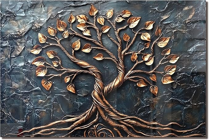 fzxwyishu Tree of Life,Tempered Glass Backsplash For Kitchen Behind Stove,Easy to Clean Kitchen Sink Cover Splash Guard, Home Kitchen Décor (grey, 30"x20"(76.2x50.8cm))