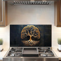 DAIFURONGE Tempered Glass Backsplash for Kitchen, Tree of Life Art Stove Backsplash Protector - Easy to Clean Wall Decor (Art Deco 1, 30"x16"(76.2x40.64cm))