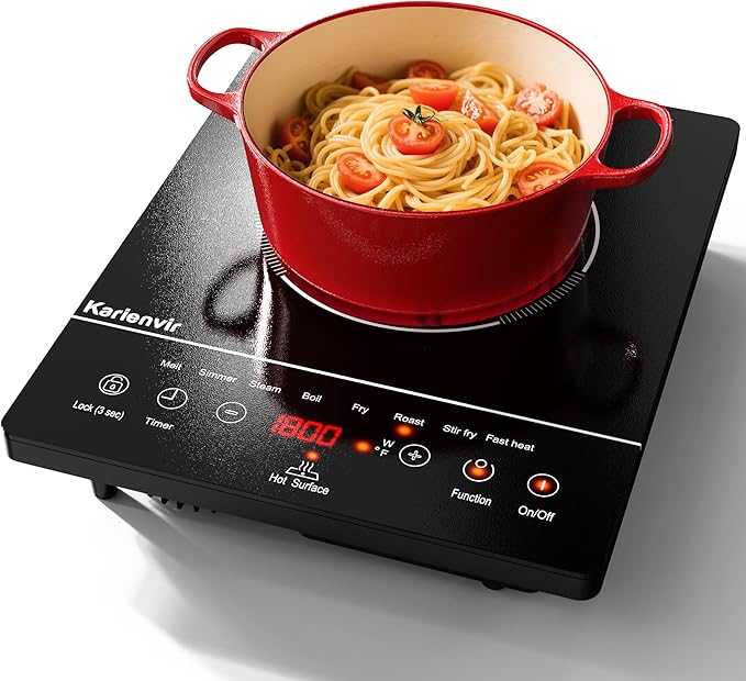 Single Burner Electric Cooktop, Portable Electric Stove 110v with plug, Touch Stove Electric with Safety Lock, Timer, Kitchen Cooking Electric Stove With 9 Power Levels, 1800W