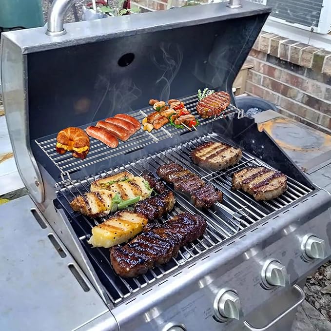 DcYourHome Adjustable Warming Rack for Charbroil 463448021 463450022 463456022 463466522 463352521 463365021 463732623 Grill Parts, Swing Away Grid for Char-Broil Performance 3/4-Burner Gas Grill