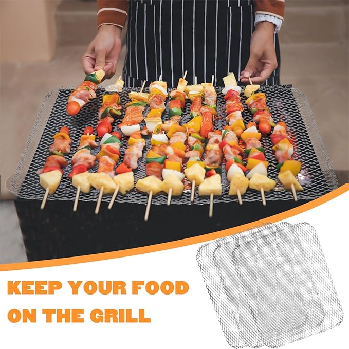 Kingrol 10-Pack Disposable Grill Toppers, 15.25 x 12 Inch BBQ Grilling Mats, Prevents Food from Falling Through Grates, Ideal for Meat & Veggies, Outdoor Grill Accessories
