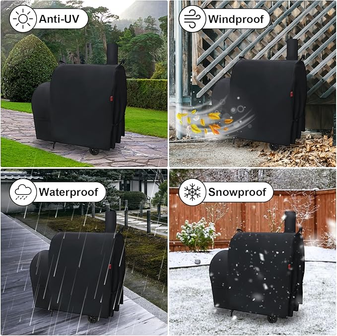 Outdoor Grill Cover for Royal Gourmet CC1830FC 28-Inch Barrel Charcoal Grill, Waterproof 600D Heavy Duty BBQ Grill Cover, Cover Geny Charcoal Grill Covers Fit Royal Gourmet CC Series Grills.