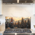 fzxwyishu Tree of Life,Tempered Glass Backsplash For Kitchen Behind Stove,Easy to Clean Kitchen Sink Cover Splash Guard, Home Kitchen Décor (brown, 30"x14"(76.2x35.56cm))