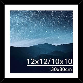 JCJMY 12x12 Picture Frame with Mat for 30 x 30cm Diamond Art Painting, Display Photo 10x10 or 12 x 12 Without Mat, Wall Hanging Large Frame with Plexiglass, Black