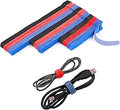 90PCS Reusable Cable Ties - 4+6+8 Inch, Heavy Duty Hook & Loop Straps in Black Red Blue, Adjustable & Multi-Purpose Fastening, Color-Coded Wire Ties for Home Office, Garage & Cable Management