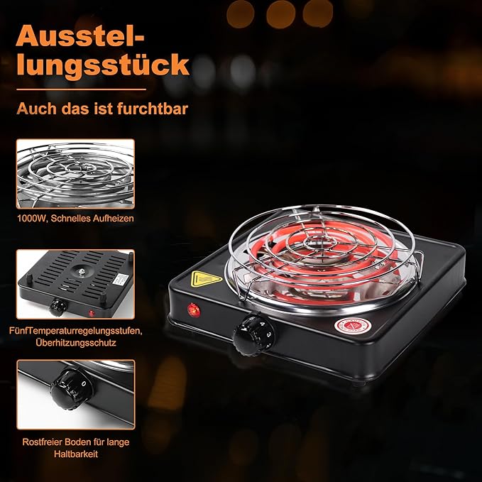 Electric Charcoal Burner Stove Portable Hot Plate Grill Coal Burners Heating Plate 1000W Charcoals Starter Heater withTongs