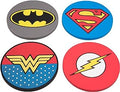 Justice League Super Hero Coasters, Set of 4 - Batman, Superman, Wonder Woman, The Flash - DC Gift for Fans of Movies & Comic Books - Durable PVC Great for Bar, Man Cave, Game Room, Kids, Teens