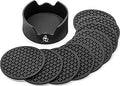 LILLC Set of 9 Silicone Drink Coasters with Holder for Coffee Table, Dining Table Decor - Non-Slip, Leakproof, Heat Resistant, BPA Free, Dishwasher Safe, 4" - Ideal for Home, Kitchen and Bar