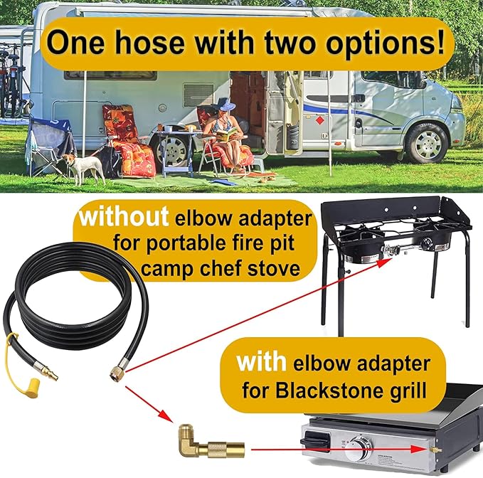 Blackstone 24FT Propane Hose - Rv Adapter Extension for 17" & 22" Griddles, Quick Connect for Camp Chef Stove & Portable Fire Pit