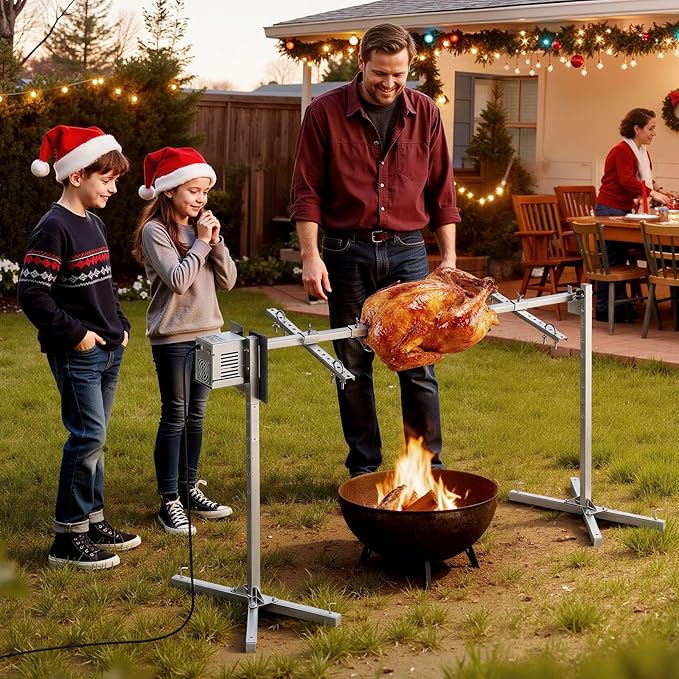 VEVOR Rotisserie Grill, 52in Electric Rotisserie Grill Kit 8 Level Height, BBQ Grills Rotisseries Kit with 132 lbs Load Capacity, Asador de Puerco, Stainless Steel Automatic Grilling Kits for Parties
