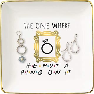 Topthink Engagement Gift-Bride to Be-Newly Engaged-Fun Wedding Gift-The One Where He Put A Ring On It-Jewelry Holder Ring Dish Trinket Box Tray-Friends TV Show