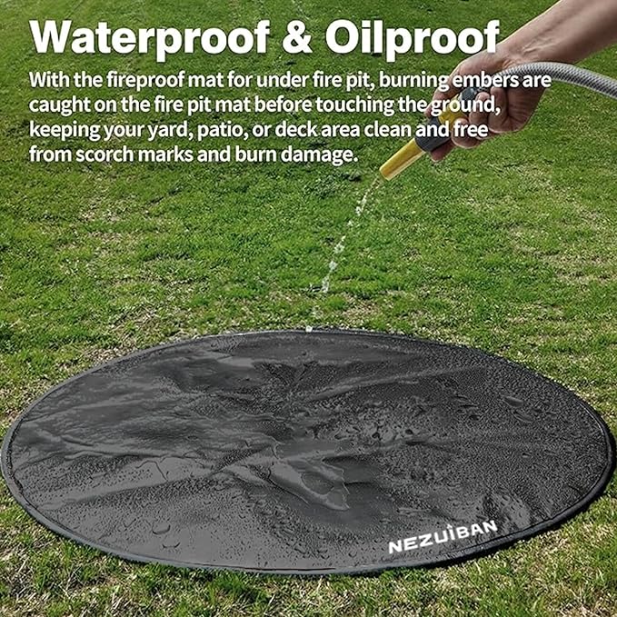 36" Fire Pit Mat for Solo Stove Bonfire, 3-Layer Heat Resistant Fireproof Under Grill Mat, Double-Sided Silicone Deck & Patio Protector, Round BBQ Mat, Easy to Clean Reusable